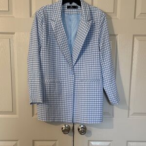 Blue Gingham Women's Blazer
